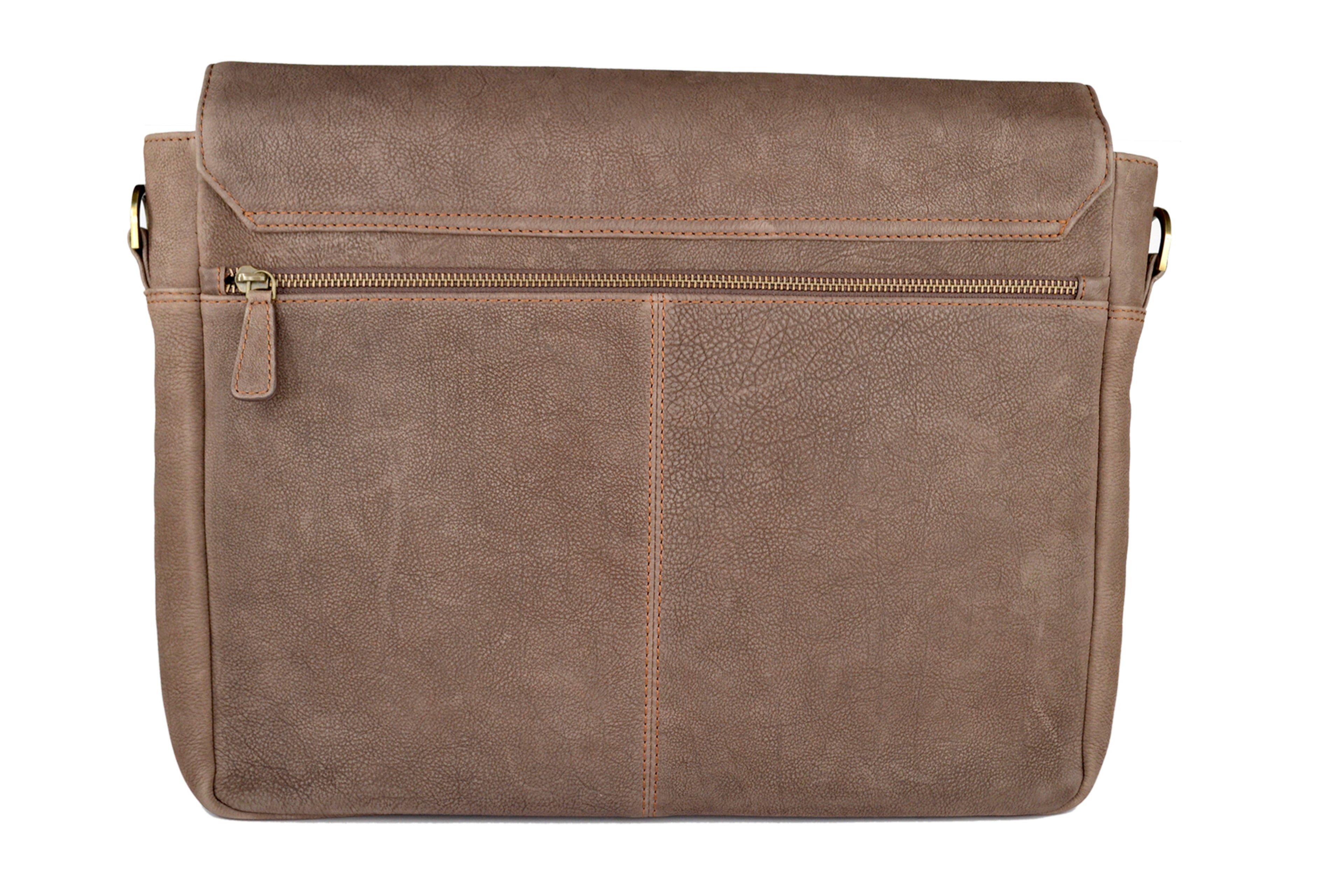 Embee's Classic Dark Brown Genuine Leather Horizontal Messenger Laptop Bag For 14 Inch Laptop Mac Books Air Laptop Messenger Bag