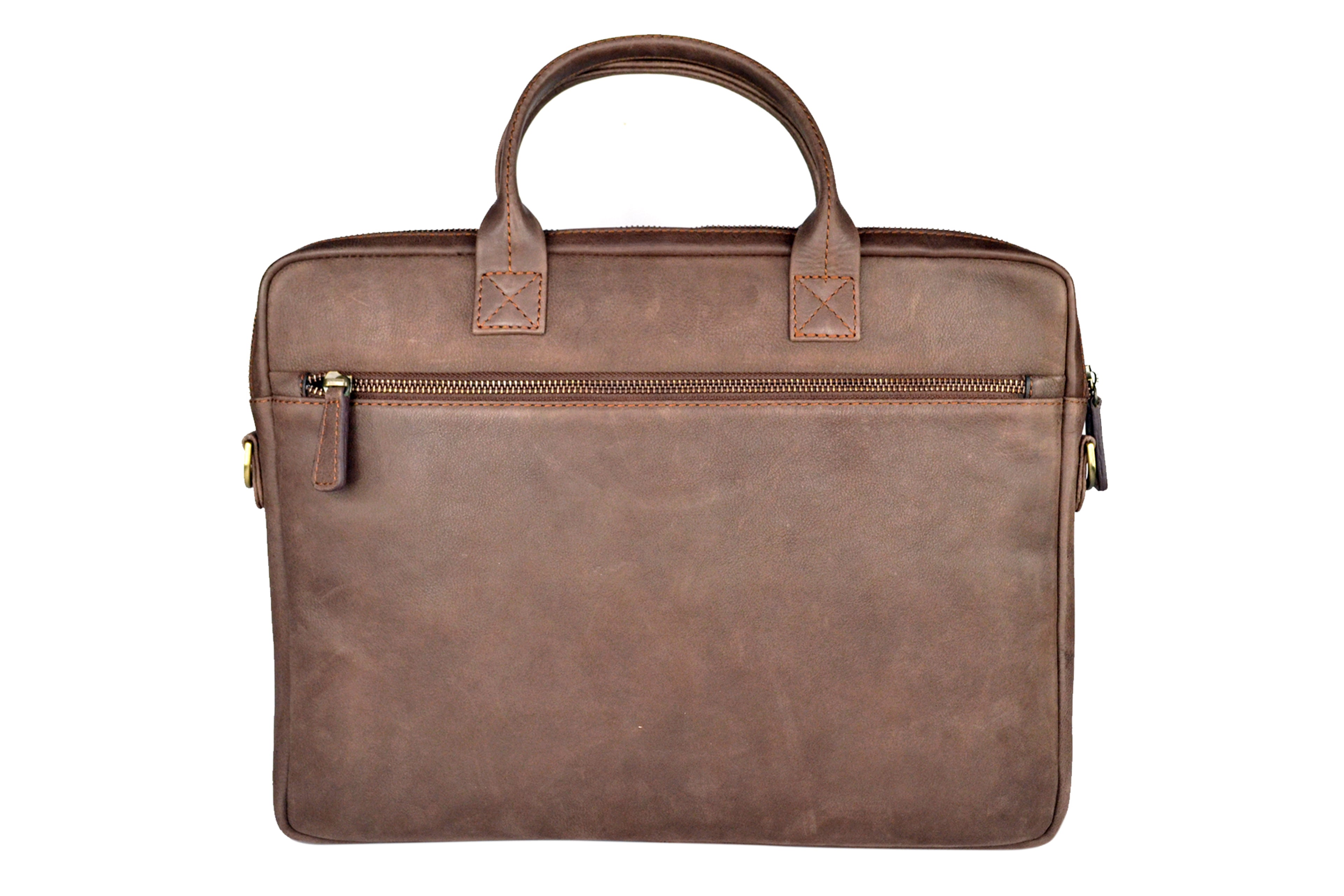 Embee's Classic Brown Genuine Leather Satchel Tablet Sleeve and Laptop Sleeve for all 14 Inch Laptops- MacBook Air Laptop Sleeve