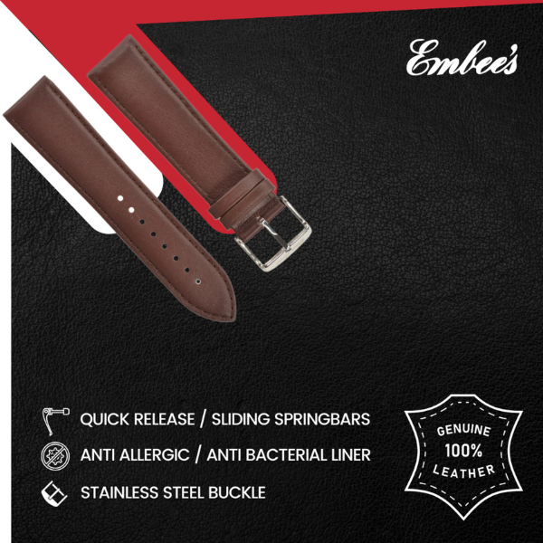 Embees Leather Strap for all Watch 22 mm genuine Leather Watch Strap