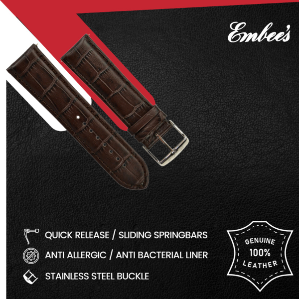 Embees Leather Strap for all Watch 22 mm genuine Leather Watch Strap