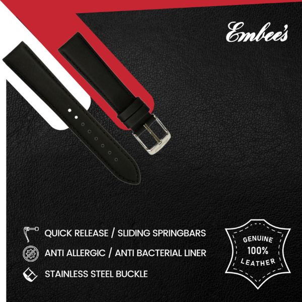 Embees Leather Strap for all watches 18 mm Genuine Leather Watch Strap