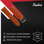 Embees Leather Strap for all Watch 24 mm genuine Leather Watch Strap