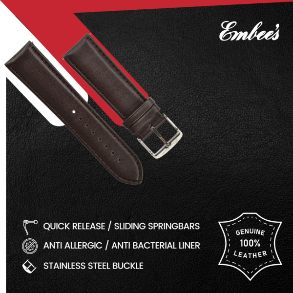 Embees Leather Strap for all Watch 22 mm genuine Leather Watch Strap
