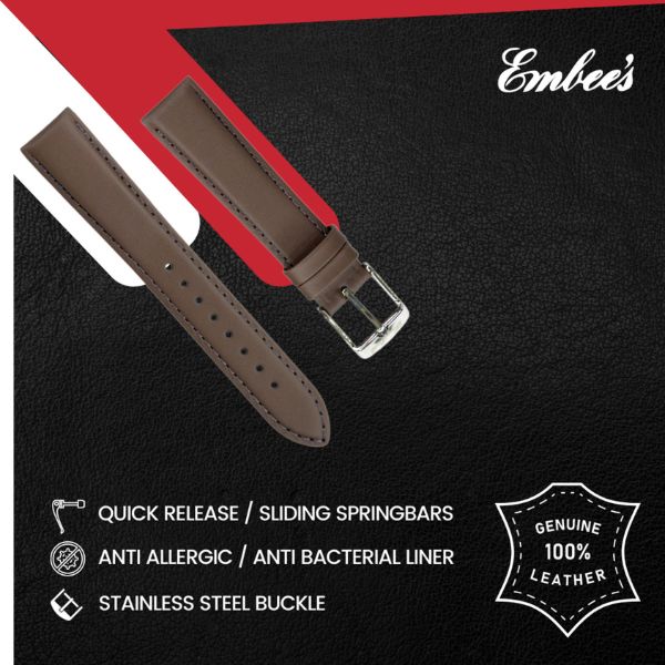 Embees Leather Strap for all watches 18 mm Genuine Leather Watch Strap