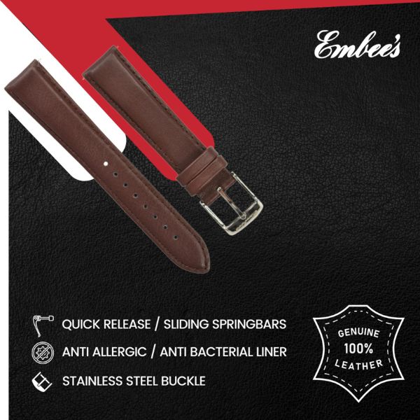 Embees Leather Strap for all watches 18 mm Genuine Leather Watch Strap