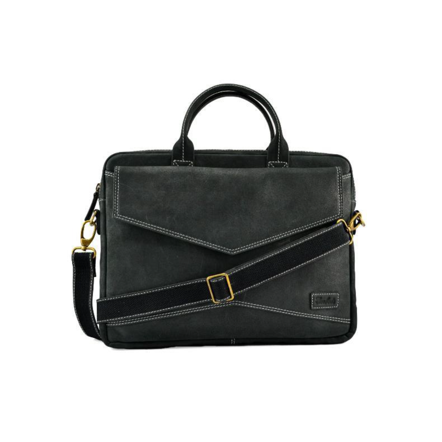 Embee's Classic Black Genuine Leather Satchel Tablet Sleeve and Laptop Sleeve for all 14 Inch Laptops- MacBook Air Laptop Sleeve