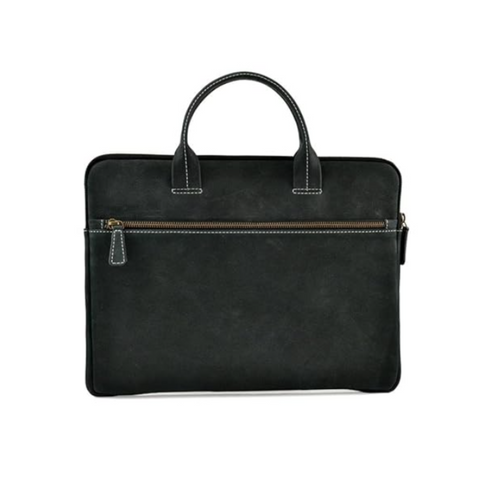 Embee's Classic Black Genuine Leather Laptop Sleeve for all 13 Inch Laptops- MacBook Air Laptop Sleeve