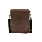 Embee's Classic Dark Brown Genuine Leather Vertical Messenger Laptop Bag For 14 Inch Laptops - Mac Book Air Laptop Messenger Bag