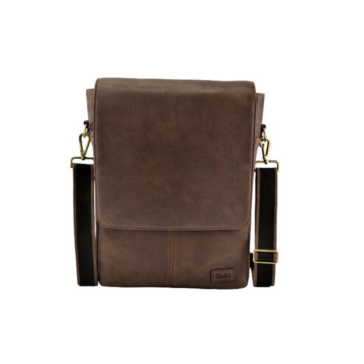 Embee's Classic Dark Brown Genuine Leather Vertical Messenger Laptop Bag For 14 Inch Laptops - Mac Book Air Laptop Messenger Bag