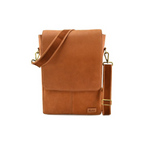 Embee's Classic Mini Genuine Leather Vertical Messenger Laptop Bag For 14 Inch Laptops - Mac Book Air Laptop Messenger Bag