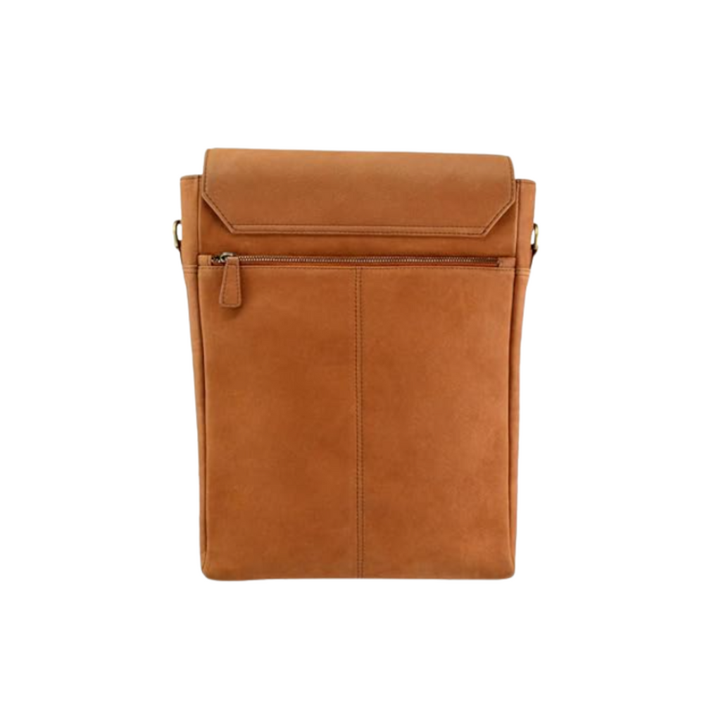 Embee's Classic Mini Genuine Leather Vertical Messenger Laptop Bag For 14 Inch Laptops - Mac Book Air Laptop Messenger Bag