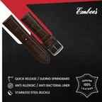 Embees Leather Strap for all Watch 24 mm genuine Leather Watch Strap