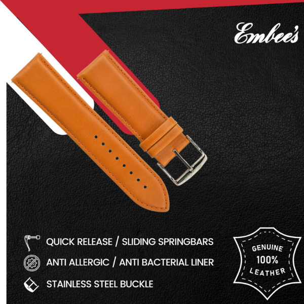 Embees Leather Strap for all Watch 24 mm genuine Leather Watch Strap