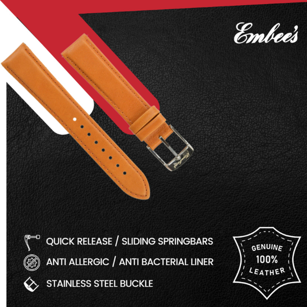 Embees Leather Strap for all Watch 18mm genuine Leather Watch Strap