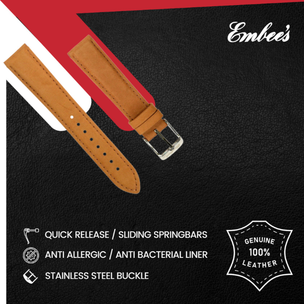 Embees Leather Strap for all Watch 18mm genuine Leather Watch Strap
