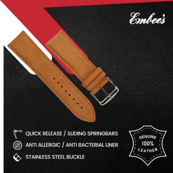 Embees Leather Strap for all Watch 22 mm genuine Leather Watch Strap