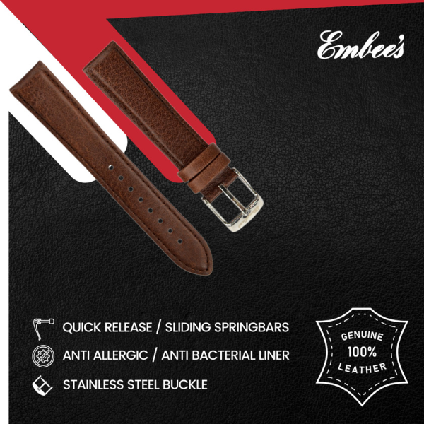 Embees Leather Strap for all Watch 18mm genuine Leather Watch Strap